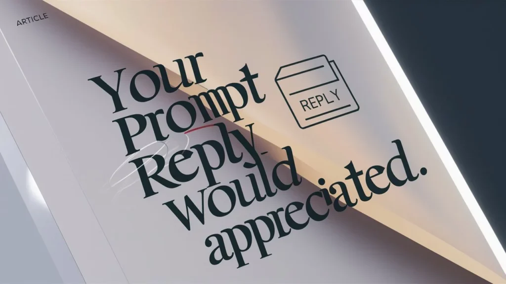  Your Prompt Reply Would Be Appreciated