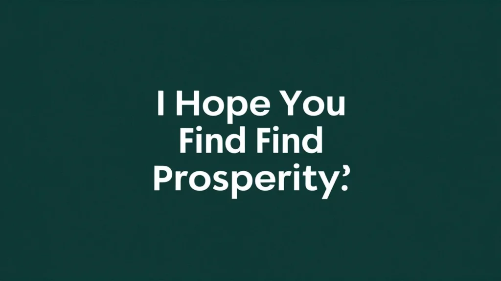 I Hope You Find Prosperity