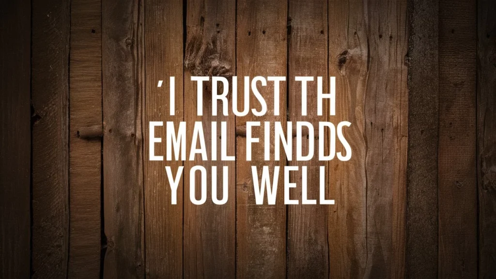 I trust this email finds you well