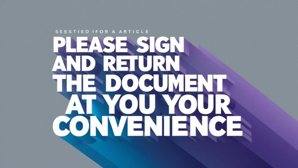  Please Sign and Return the Document at Your Convenience