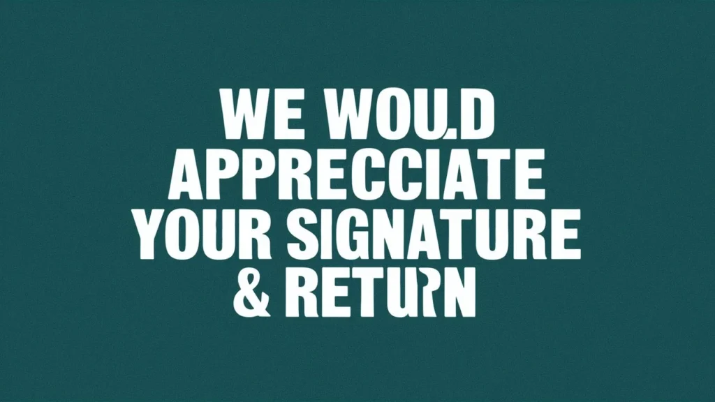 We Would Appreciate Your Signature and Return