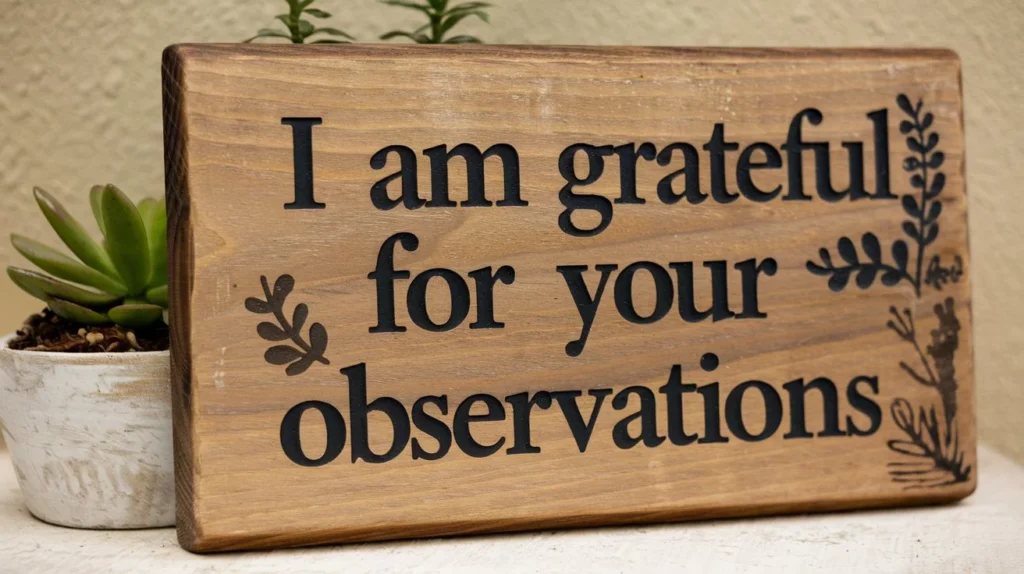 I Am Grateful for Your Observations