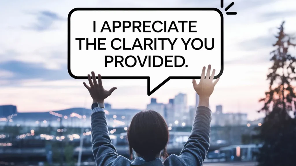  "I appreciate the clarity you provided."