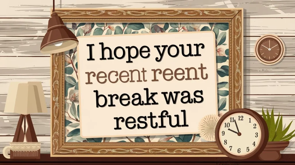  I Hope Your Recent Break Was Restful